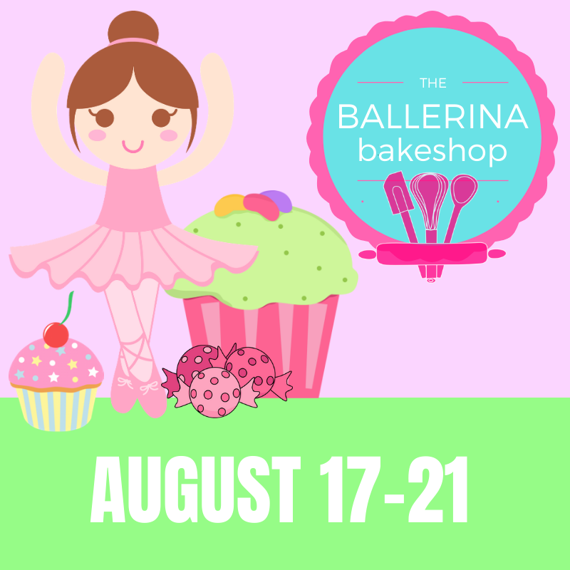  What’s sticky and sweet and oh so neat?!? It’s our Ballerina Bakeshop of course. Practice your sticky cotton candy walks, go on a candy mountain march, and learn the ice cream waltz. Learning to dance is the sweetest treat of all! Spend your days wi