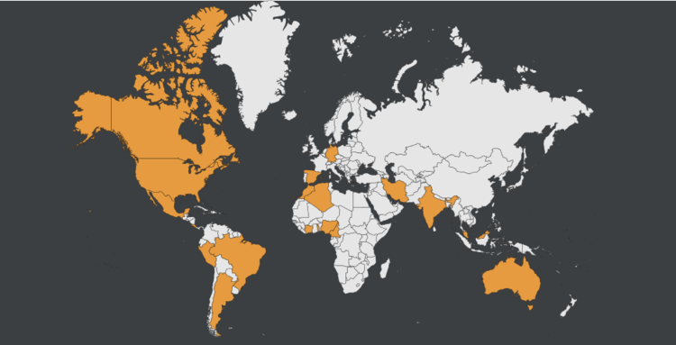Countries with jurisdictions and other organizations participating in free Safe Systems speed studies are indicated in yellow.