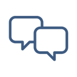two blue speech bubbles representing a conversation