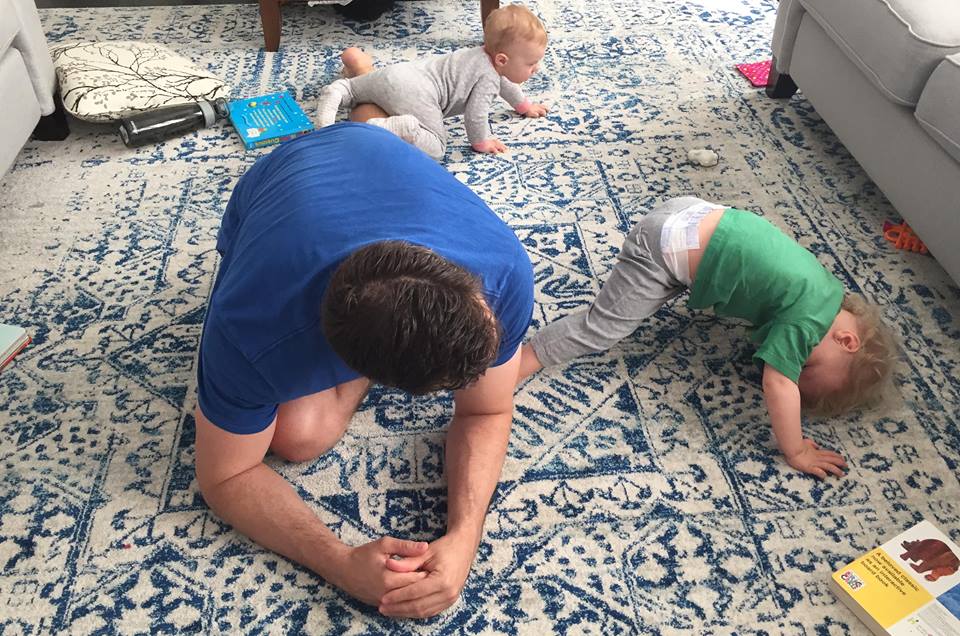 Matt Macdonald getting his morning mobility in with his kiddos as apart of the Lifestyle Challenge.