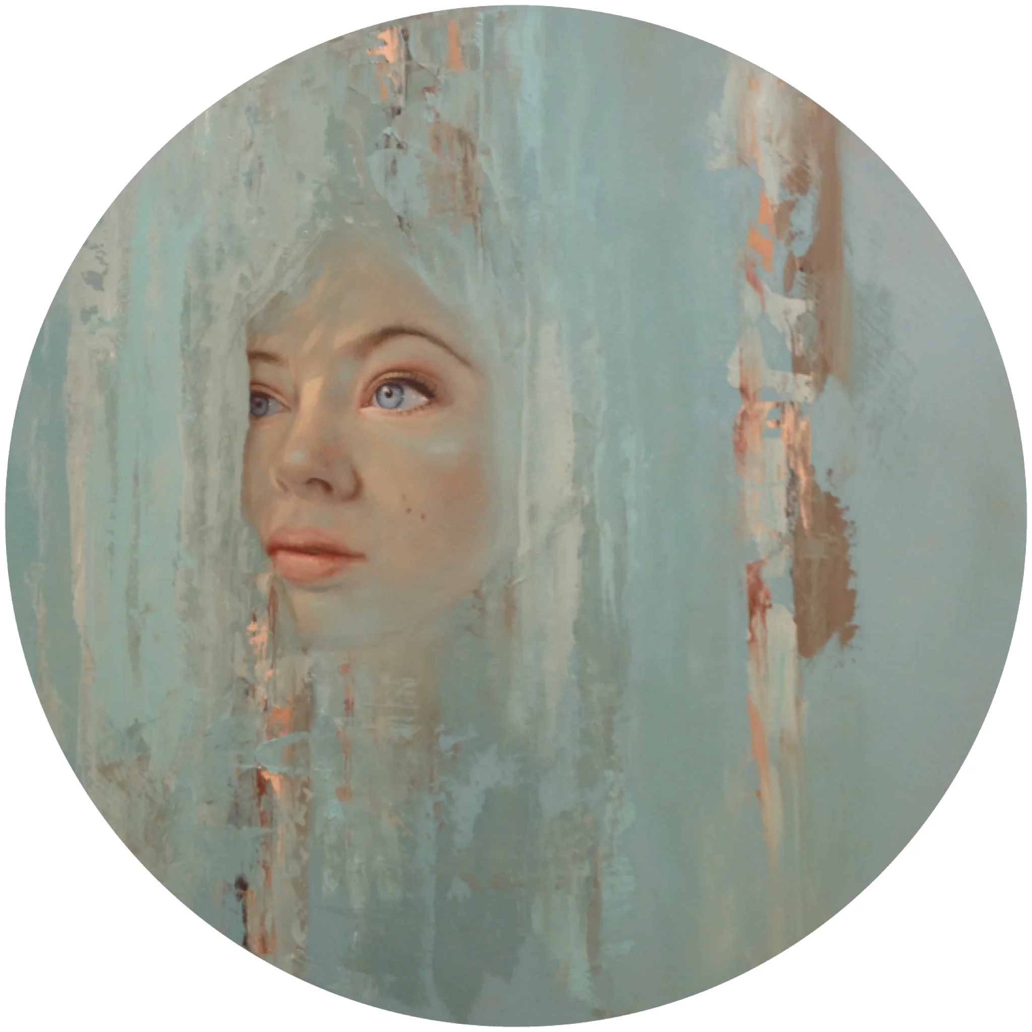 Wallflower 2015, oil on board, 600mm diameter.
