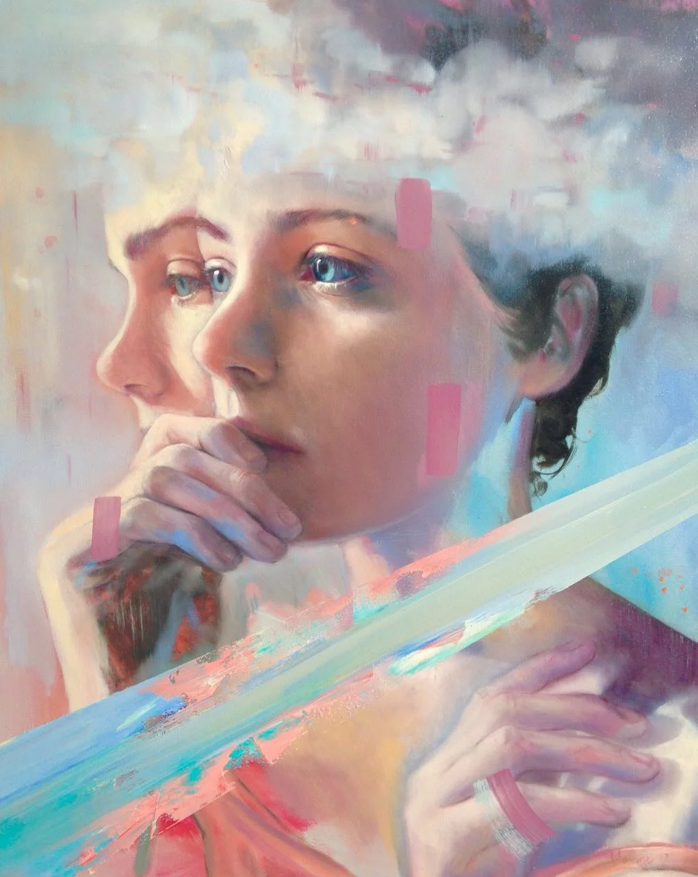 Refraction, 1 of 3 paintings in the group show 'Underneath' at Lawrence Alkin Gallery London