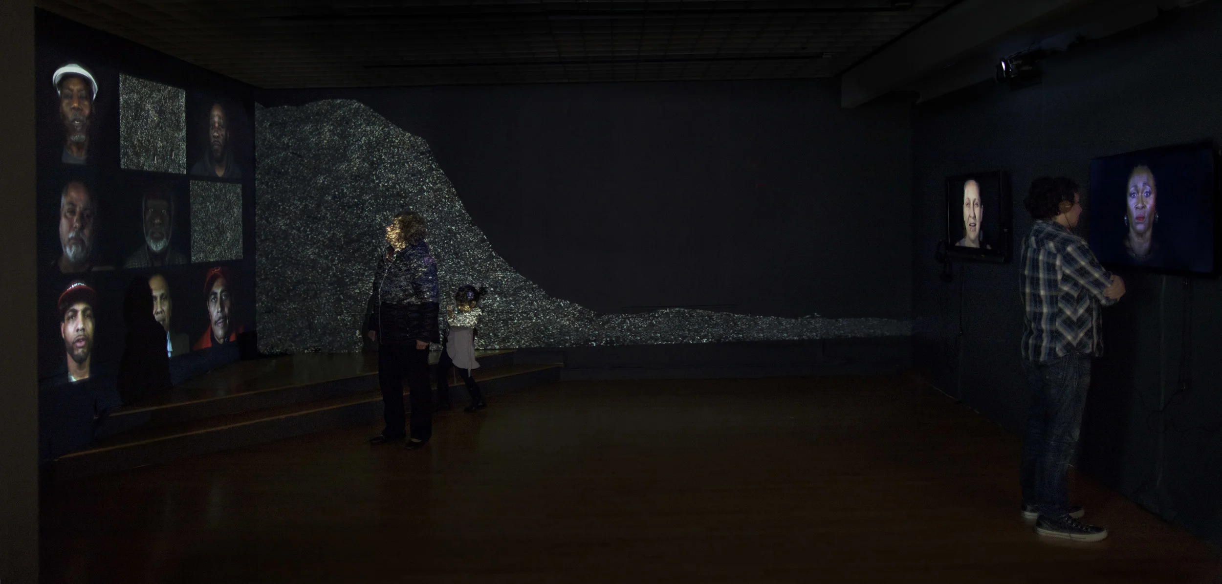A Father’s Lullaby, Chapter I , Villa Victoria Center for the Arts, Boston, 2017 Multi-channel video projection, multi-channel sound, data visualized graph, TVs and headphones, recording station with online geolocated participatory website