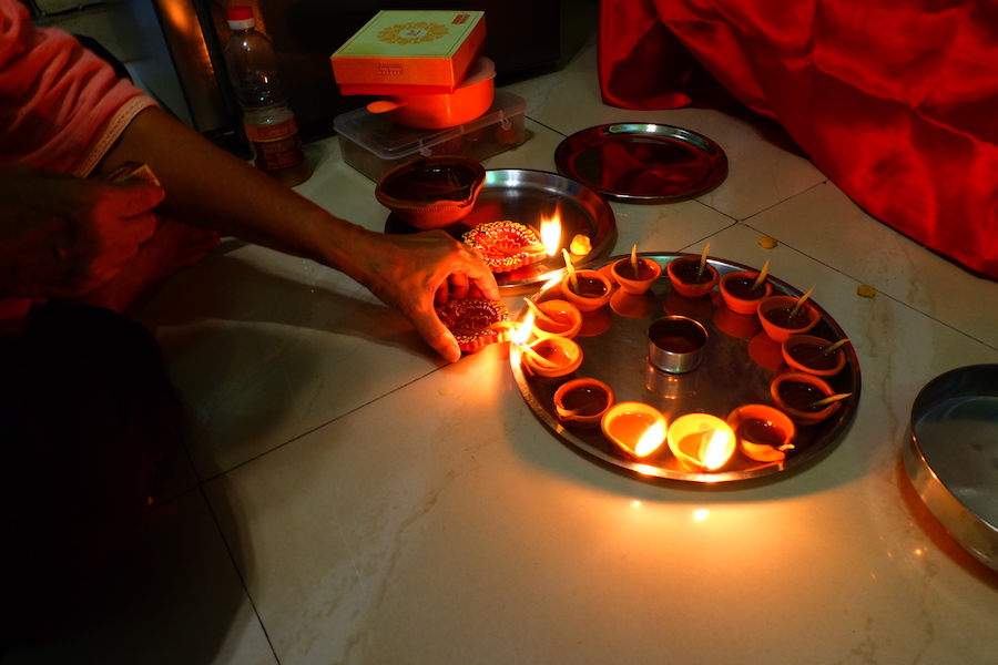  Maasi lighting diyas for our  Lakshmi  - goddess of wealth and prosperity - puja 