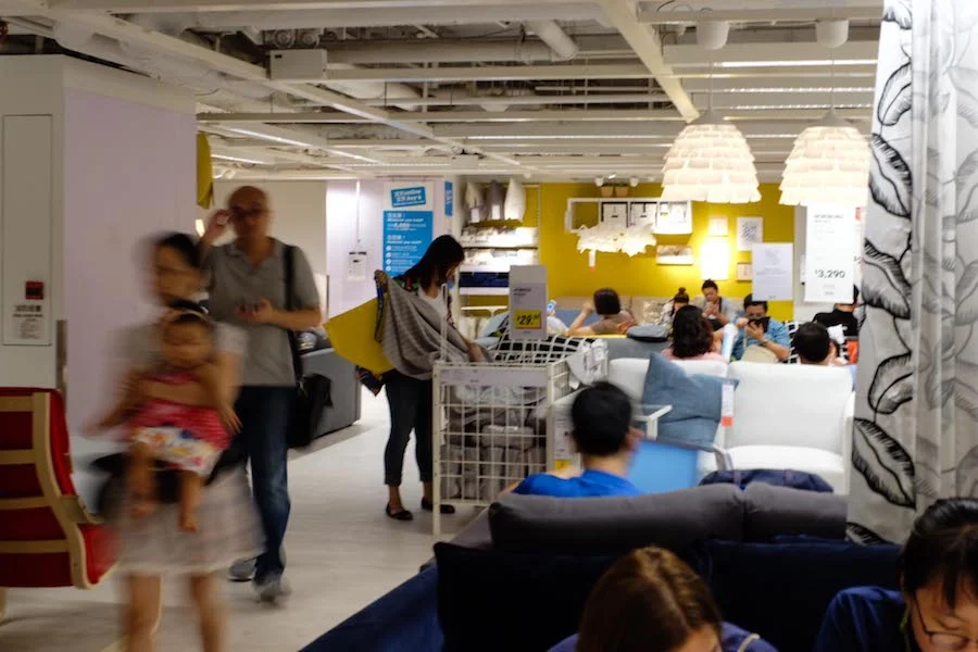 Hopped into IKEA to catch some air conditioning...the rest of HK had the same idea and was camping out on couches and in beds.