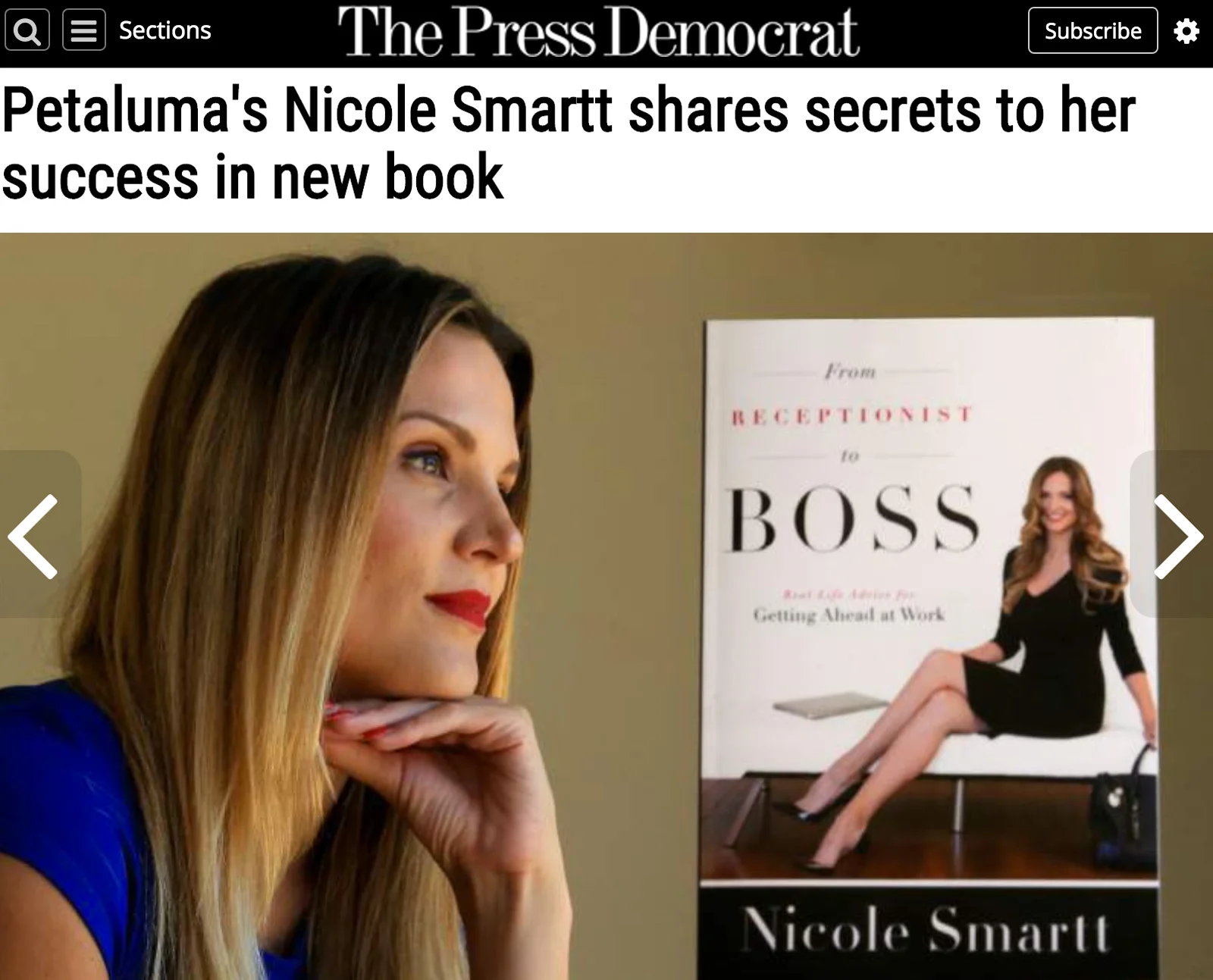 Nicole Smartt "From Receptionist to Boss" in The Sonoma Press Democrat