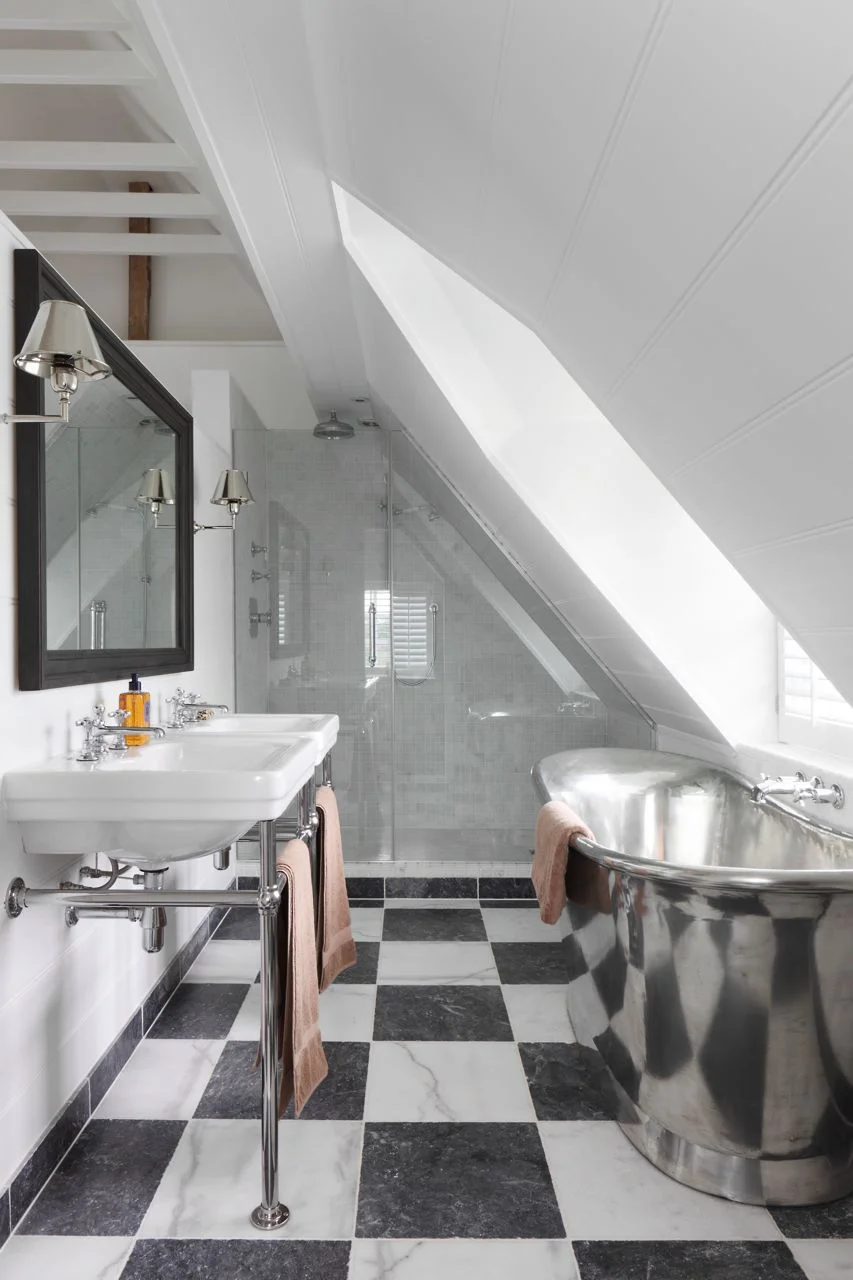 This is from one of our turnkey projects- The French House. This is a really efficient way of using the small space, while still making it feel airy and spacious. Click here to see the entire project.