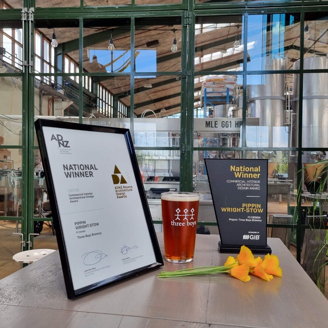 Exciting night for F3 at the @architectural_designersnz  National Awards at @tepaechristchurch  this last weekend.

With our Ōtautahi based Three Boys Brewery  Fit-out we took out the 2022 National Commercial Interior award. 

Thanks ADNZ and the Jud