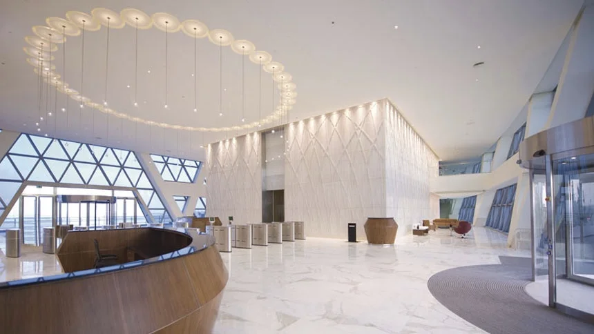 the finished lobby