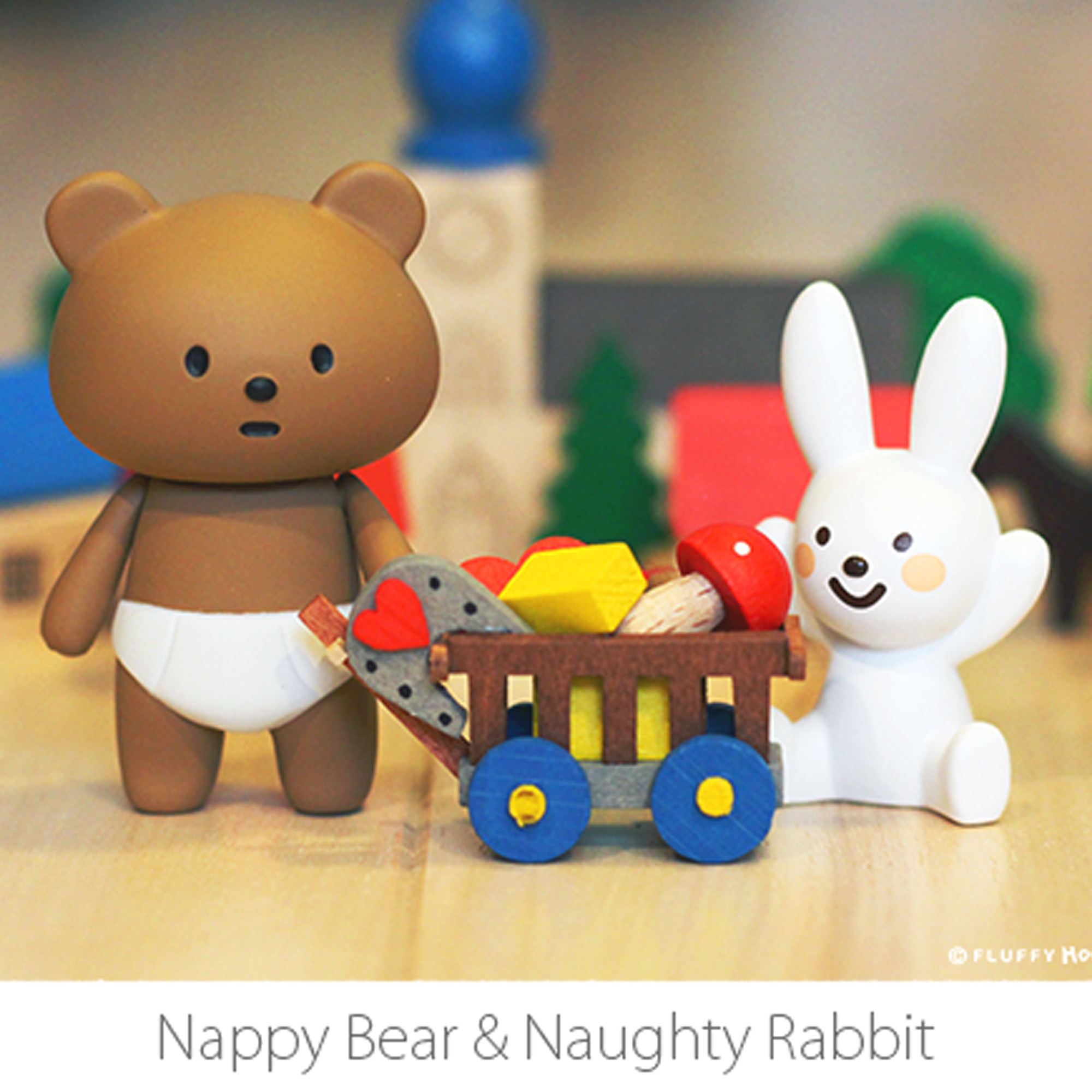 Fluffy House - 2.5" Nappy Bear & Naughty Rabbit - £31