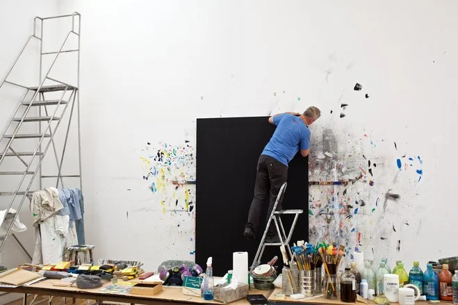 Nick Walters, the studio manager of Ellsworth Kelly, at work.