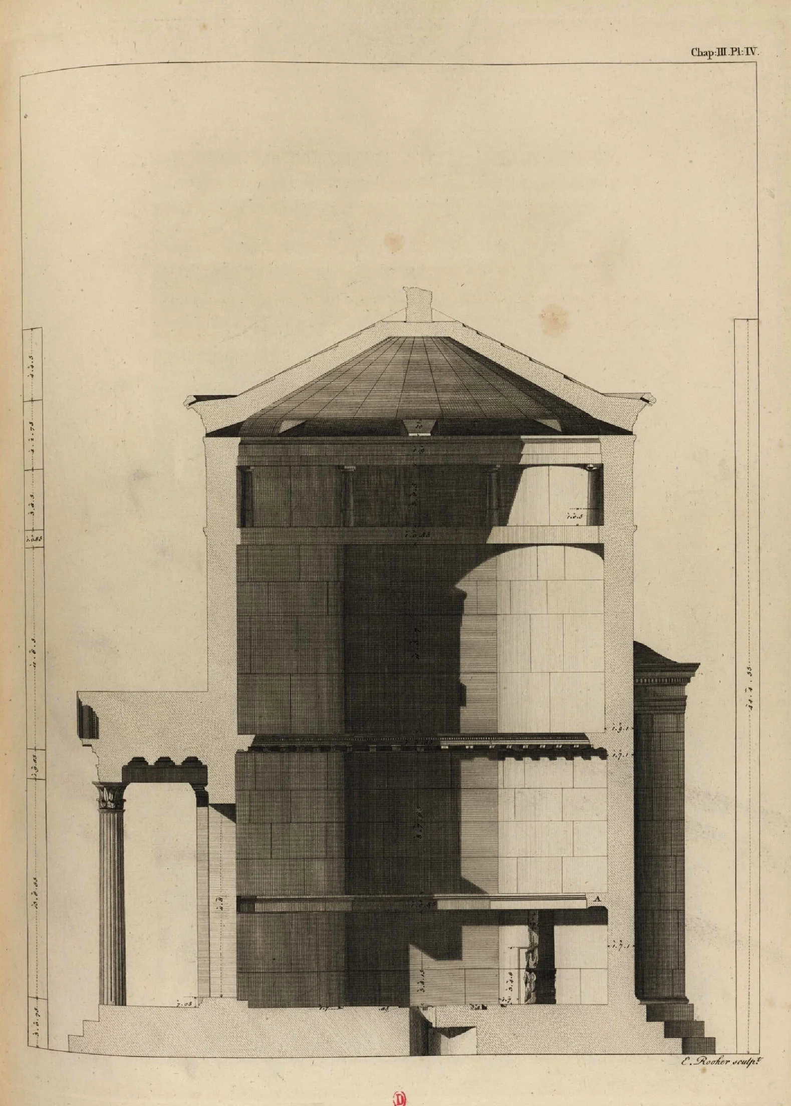 Section of he Tower of the Winds from  The Antiquities of Athens  by James Stuart and Nicholas Revett.