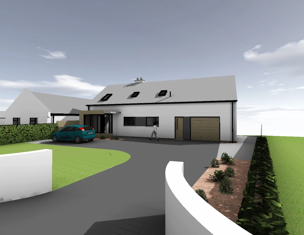 Whitehead Dwellings This challenging scheme began with an existing eight bedroom chalet bungalow which set high above the coastline at Whitehead. The dwelling’s deep plan and long unlit corridors resulted in dark spaces and little use of the amazing views over the sea. Splitting the existing dwelling up into two separate dwellings and orientating the plans towards the sea allowed light deeper into the plan and took advantage of the sea views. Each dwelling was designed taking into account individual orientation, access, site context and views. This resulted in two dwellings with different characters, features and spaces. Both dwelling were extended to the rear to take advantage of the south-facing aspect. These extensions were designed not only to give views over the sea, but also to create framed views across the Belfast Lough.