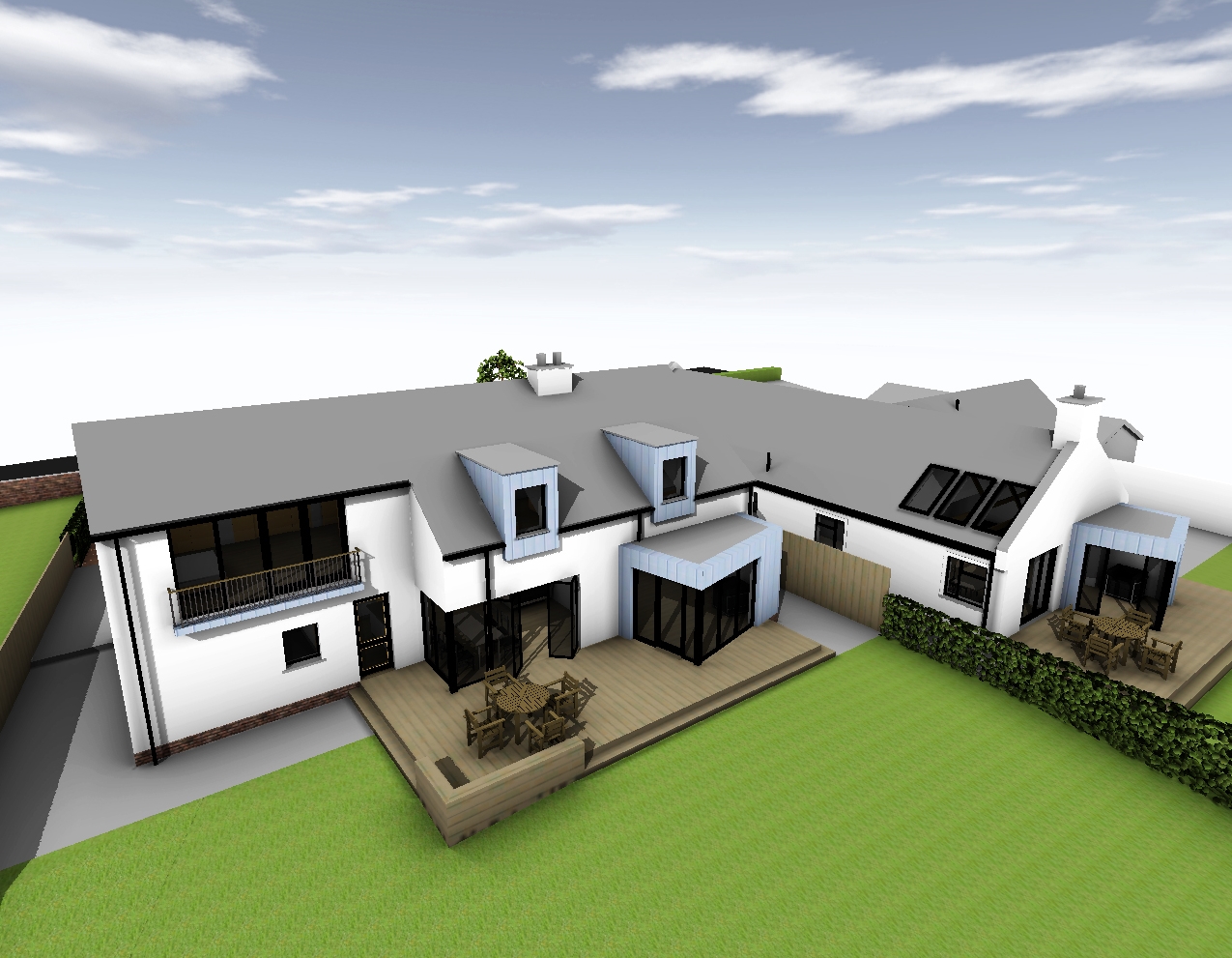Whitehead Dwellings This challenging scheme began with an existing eight bedroom chalet bungalow which set high above the coastline at Whitehead. The dwelling’s deep plan and longunlit corridors resulted in dark spaces and little use of the amazi