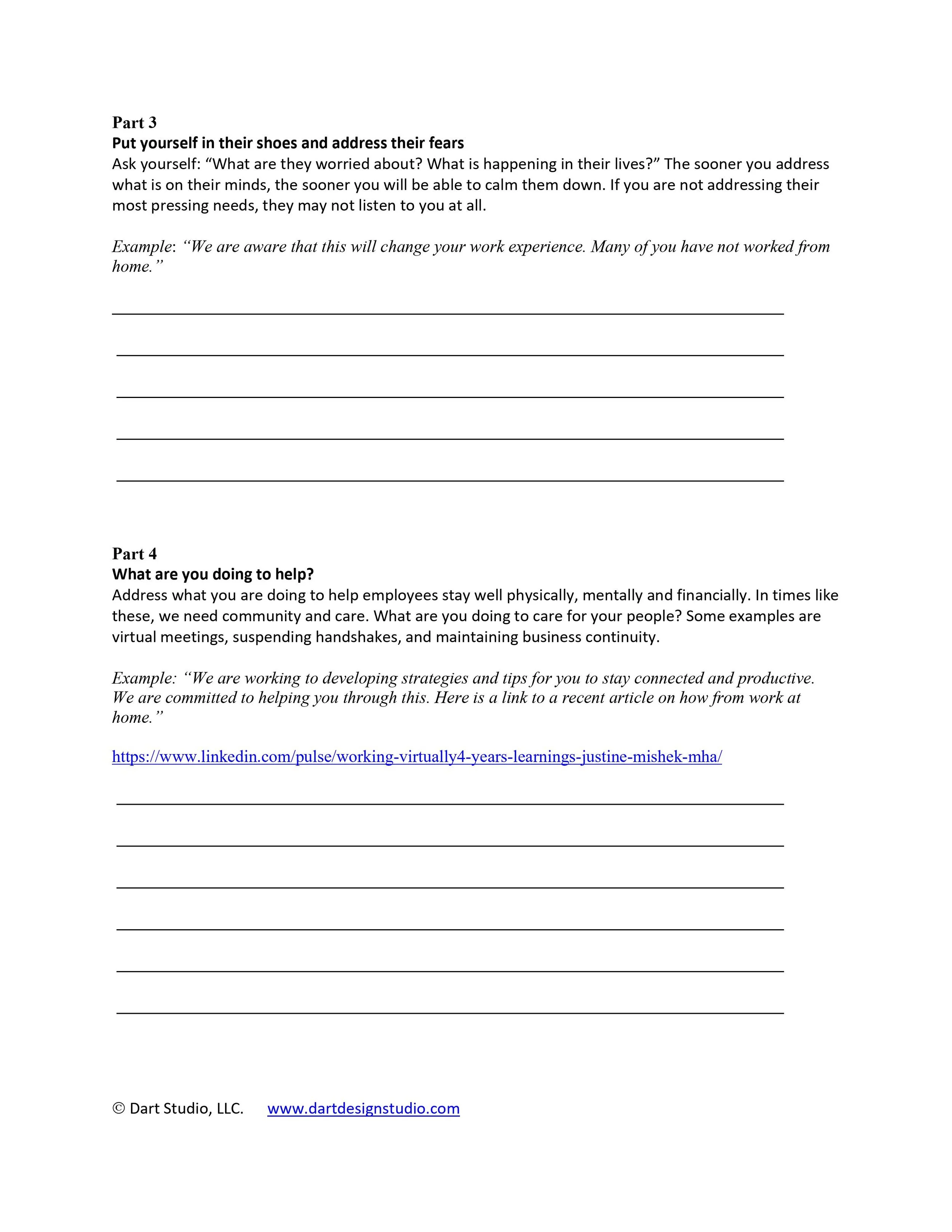 worksheets to help communicate during crisis dart studio