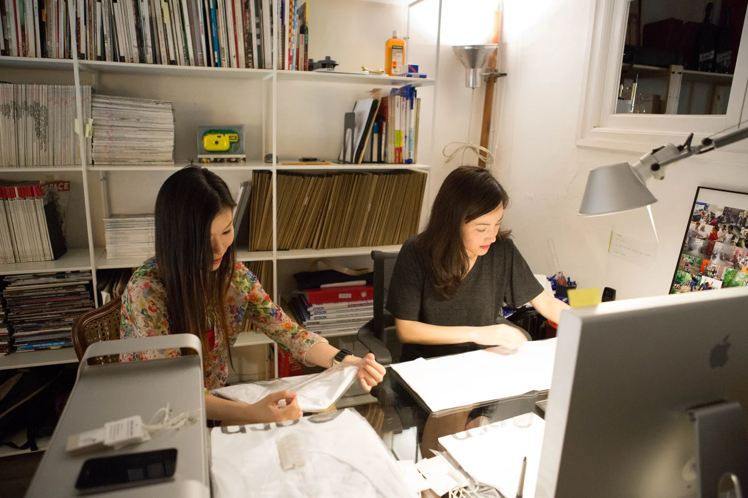 Talia Baker and Sanho Jin working on the spring summer 2015 Bornholm collection
