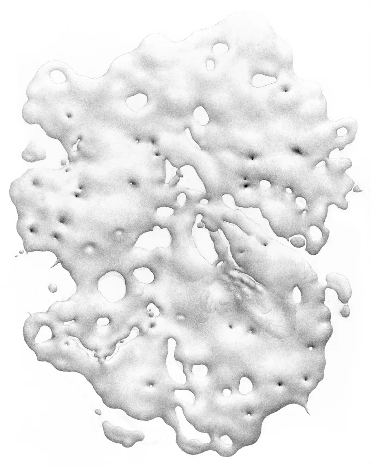 Stille bevegelse / S ilent movement, blyant på papir,størrelse ca. h:130 cm x b: 100 cm / pencil on paper, size ca. h: 130 cm x 100 cm (photo: Atle Johnsen)