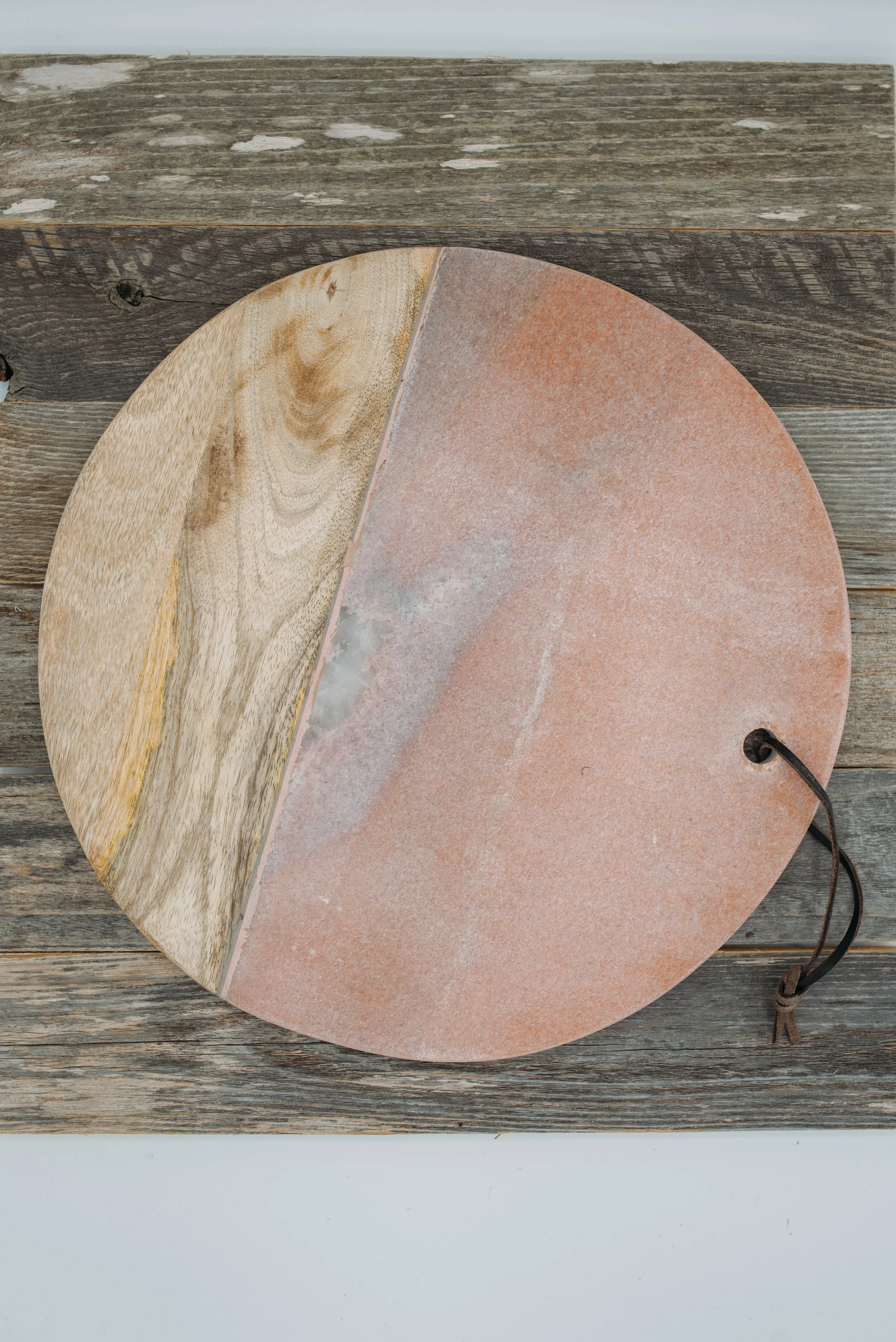 12.5 inch Pink Marble & Mango Wood Cheese Board - $38.95