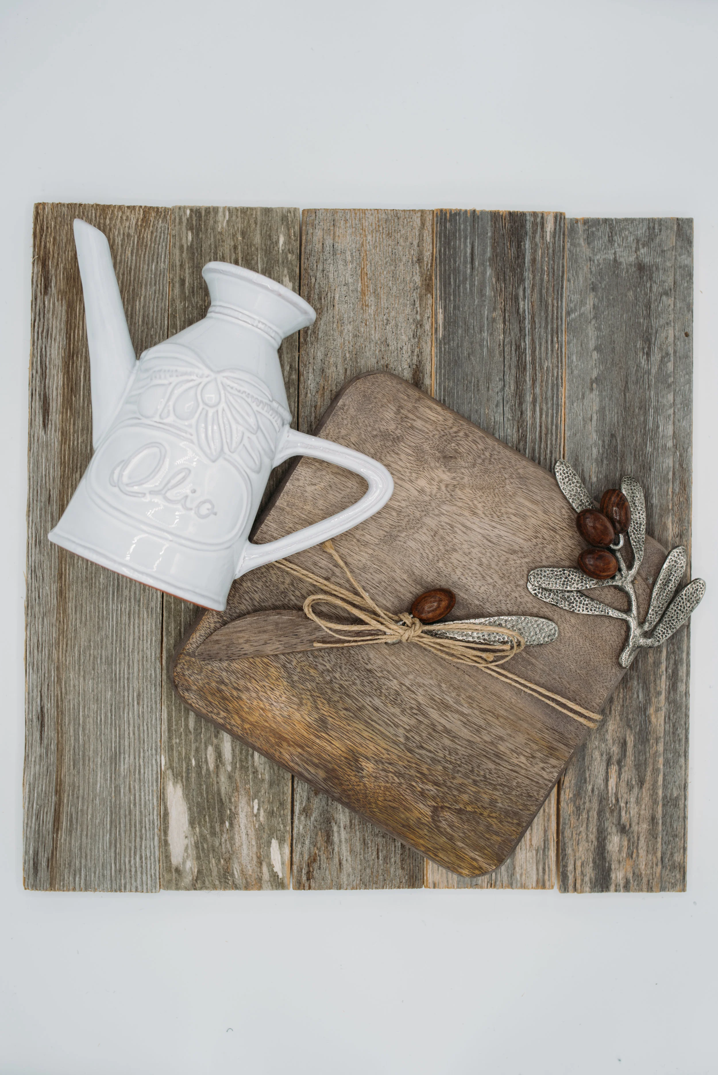 Ceramic Olive Oil Pourer -$18.95 "Olive" Wooden Cutting Board Set -$30.95
