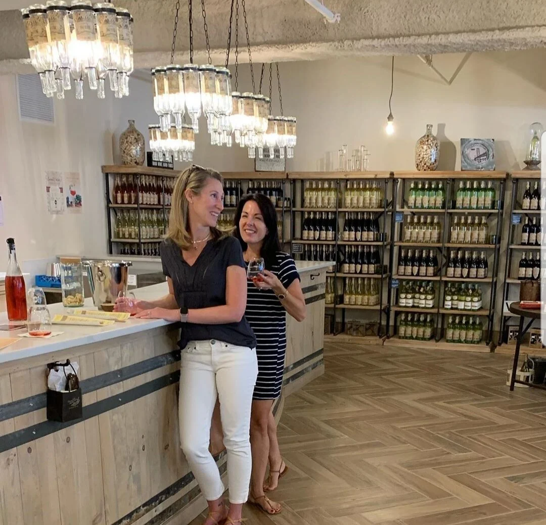 Vintner’s Table guests taking a break from their busy day for some wine tasting!