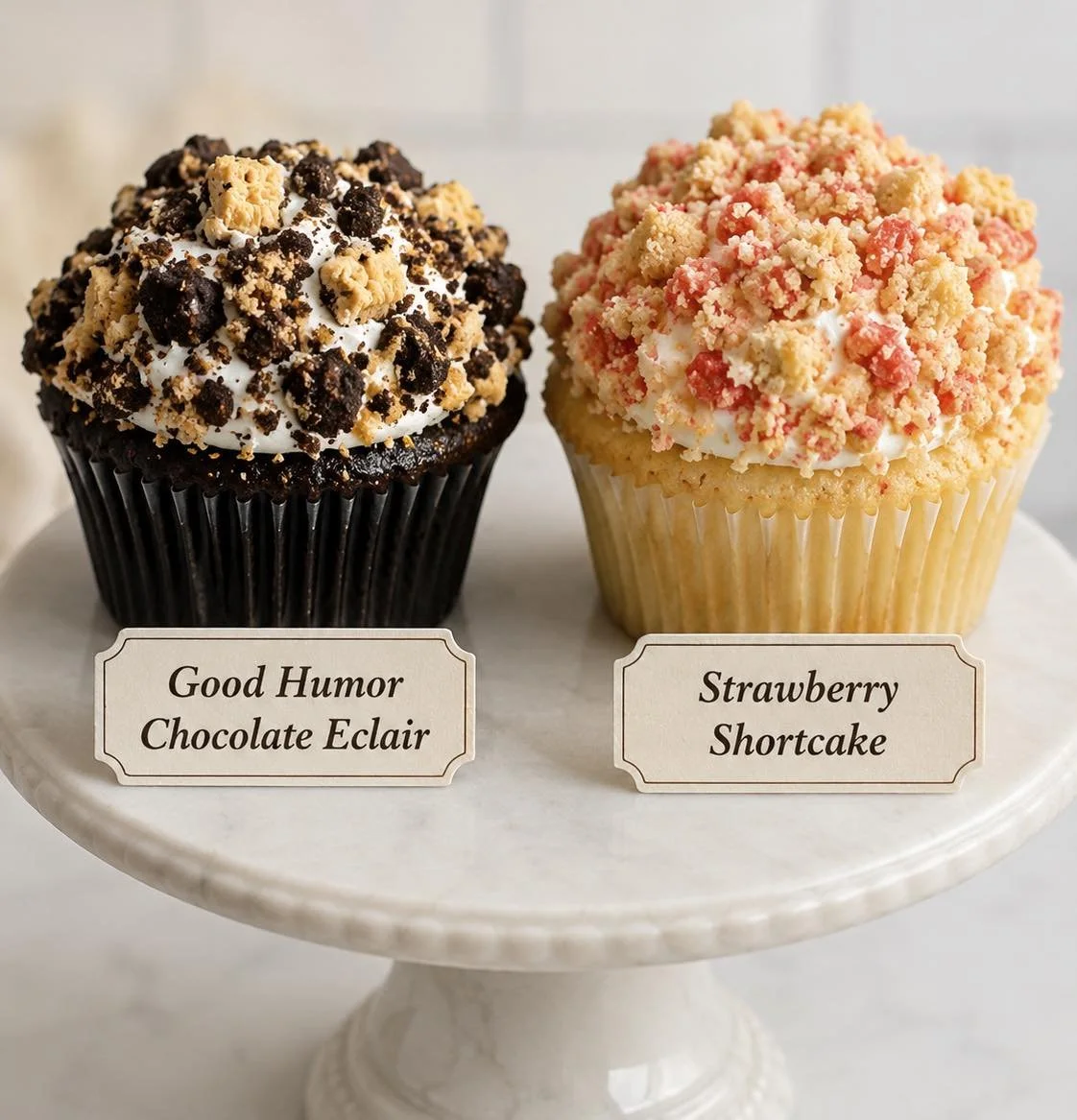 Make it a Cupcake Split!! Which one do you want with a scoop of ice cream?? 

Chocolate and Vanilla Richardson&rsquo;s Ice Cream! 

Lemon
- Cookie Butter
- Cookie Dough
- Cannoli
- Oreo
- Strawberry Shortcake
- Chocolate Eclair
- S&rsquo;mores
- Choc