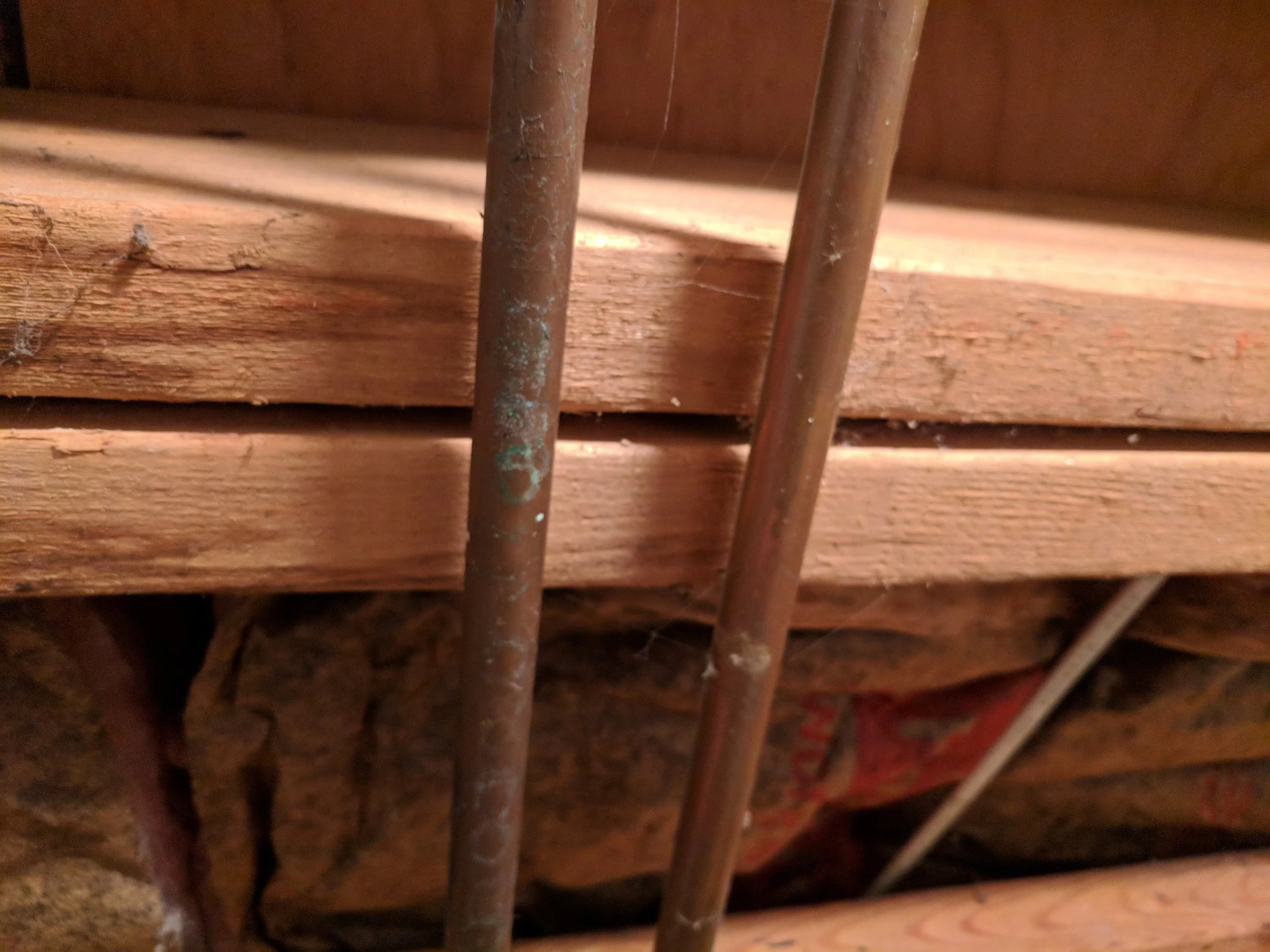 These two boards are very soft and you can see all of the termite damage in between the two boards. Hard to show on camera