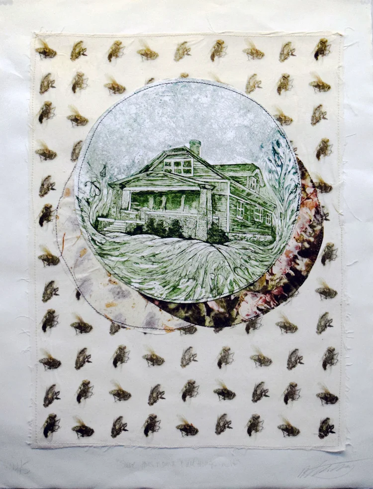Save This Home & All Things in it Muslin, photo transfer, stitching, intaglio, chine-collé - Edition of 5 22 x 30 in. 2014