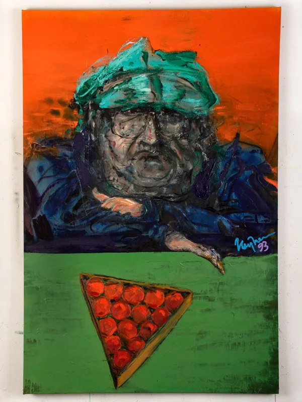 Exorcism of the Great Man, Portrait of Robert Markle, 1993 | Acrylic 64 x 96 in.