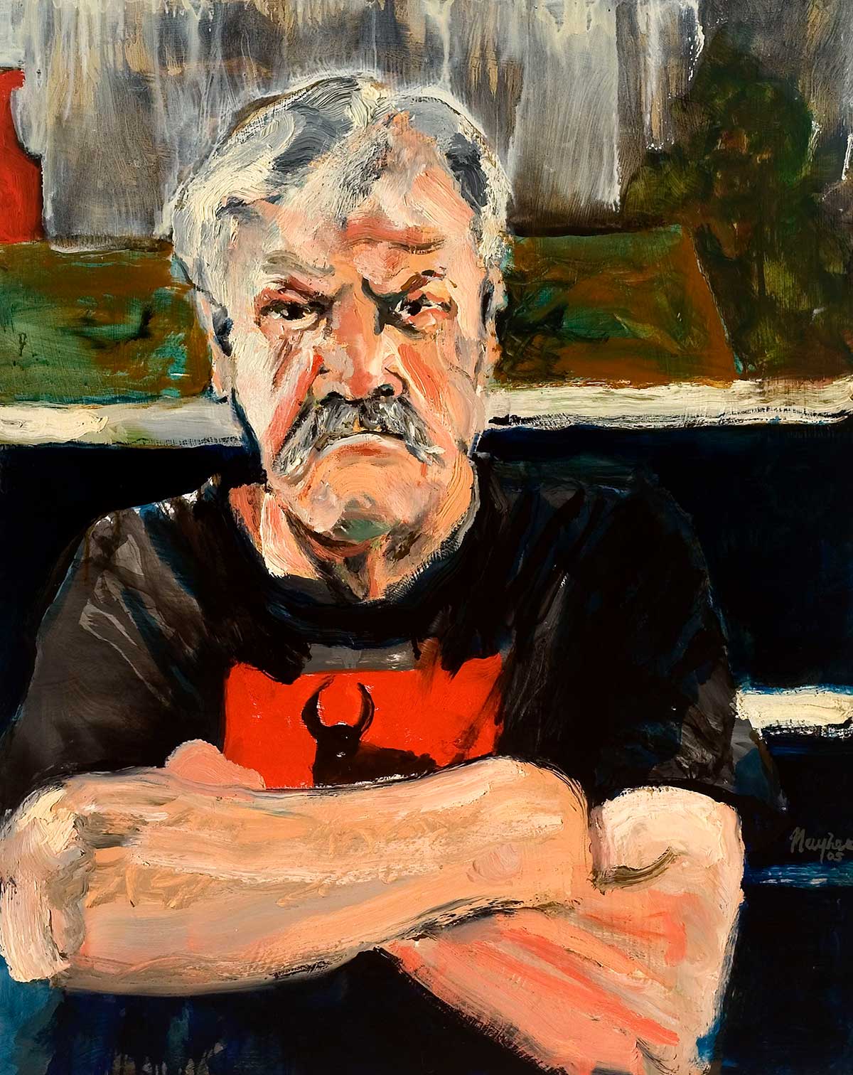 Rayner Self Portrait (Arms Folded on Toro T-Shirt), 2005 | Oil on Board | 24 x 30 in.