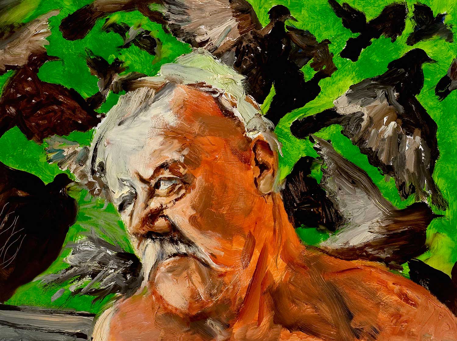 Rayner Self Portrait (Sunday in the Park with Gord), 2005 | Oil on Board | 32 x 24 in.