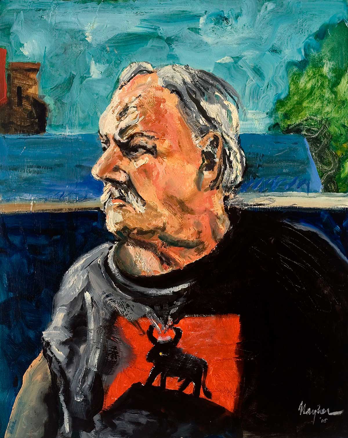 Rayner Self Portrait (Sea-Roof), 2005 | Oil on Board | 24 x 30 in.