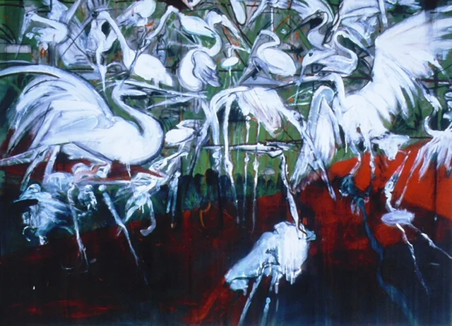 "The Heron Ballet Company of Canada", 1990 | Acrylic and Charcoal on Canvas | 73 x 99.5 in.