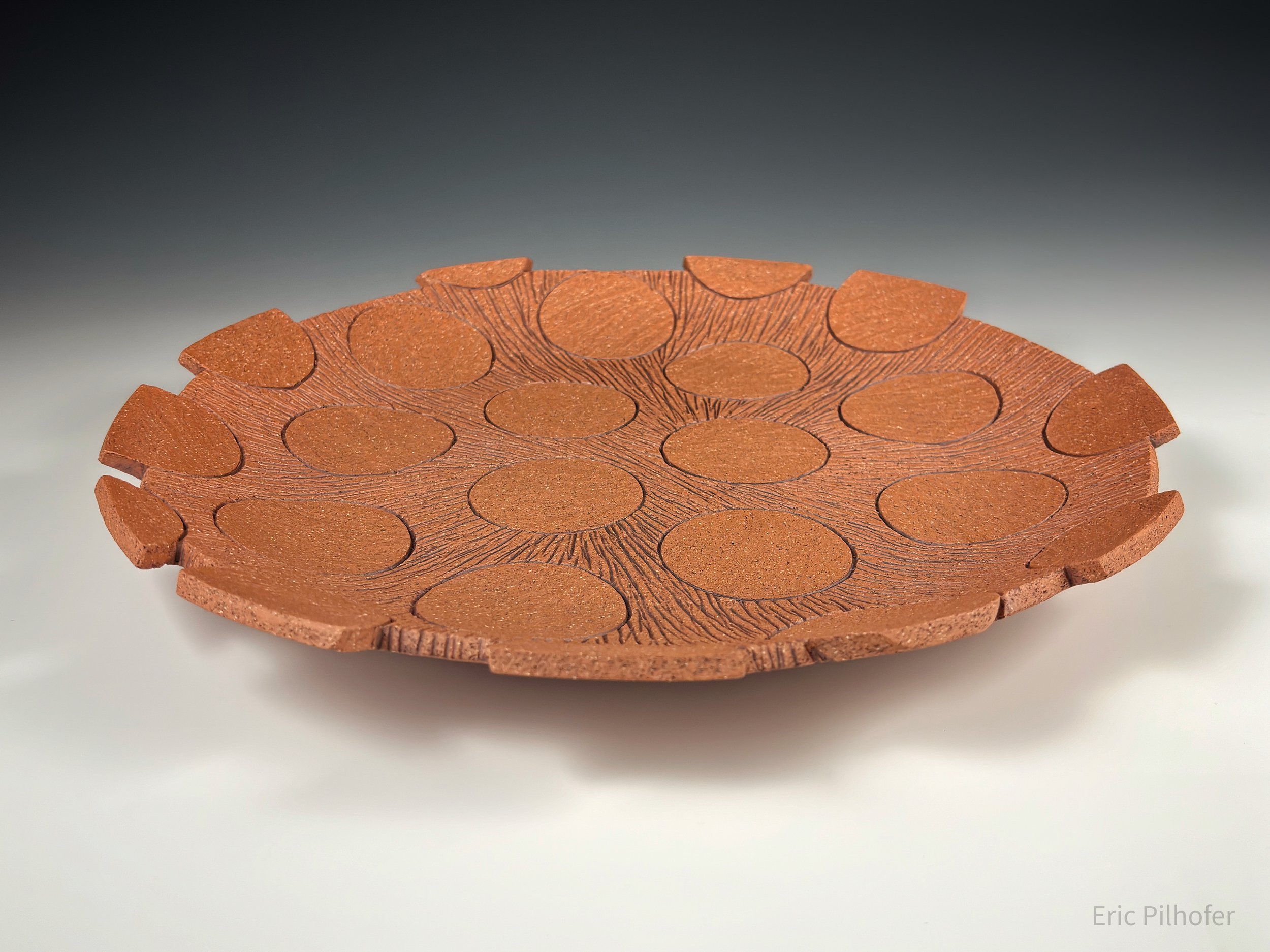 Red Carved Circle Plate I 