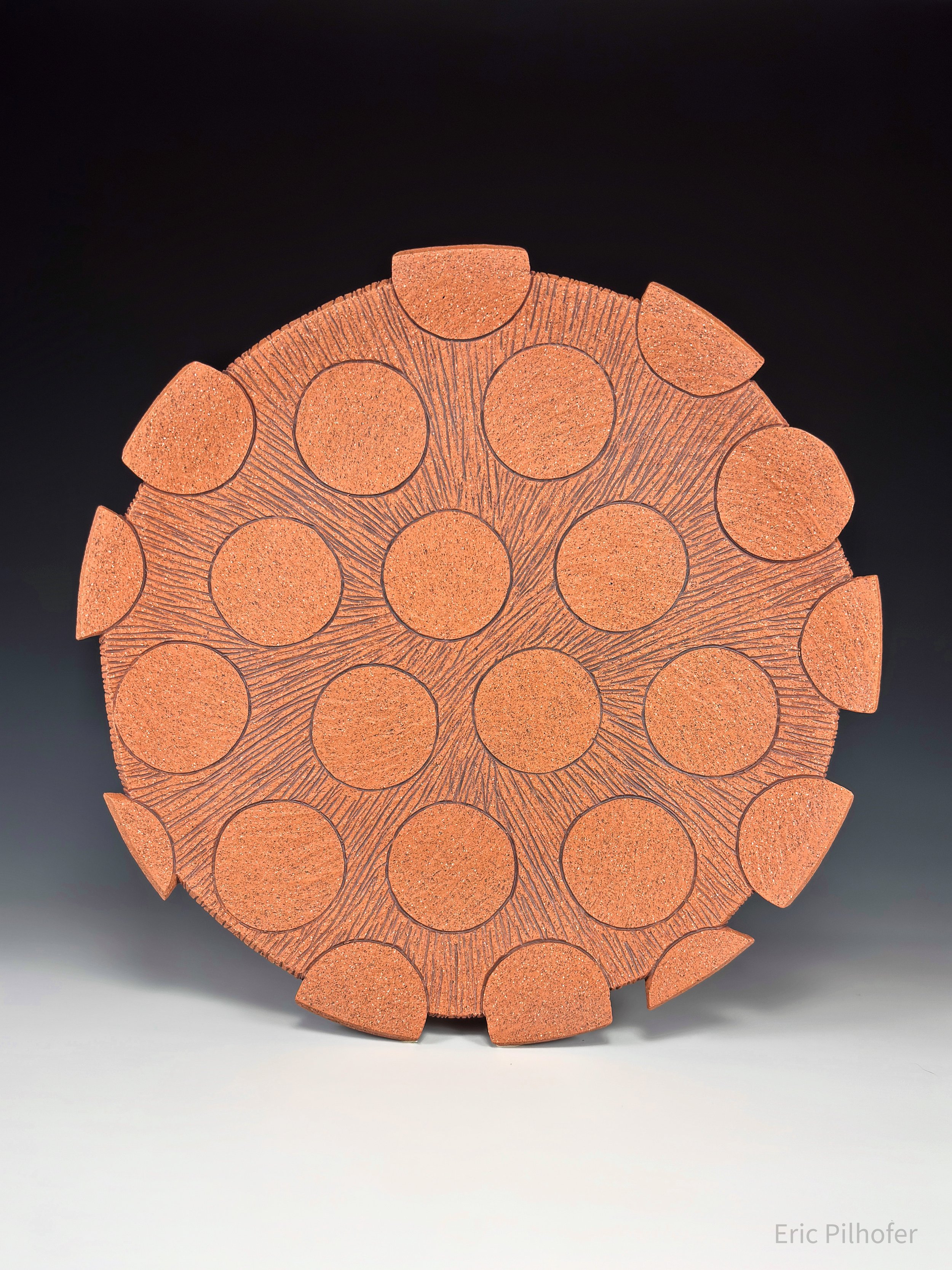Red Carved Circle Plate I