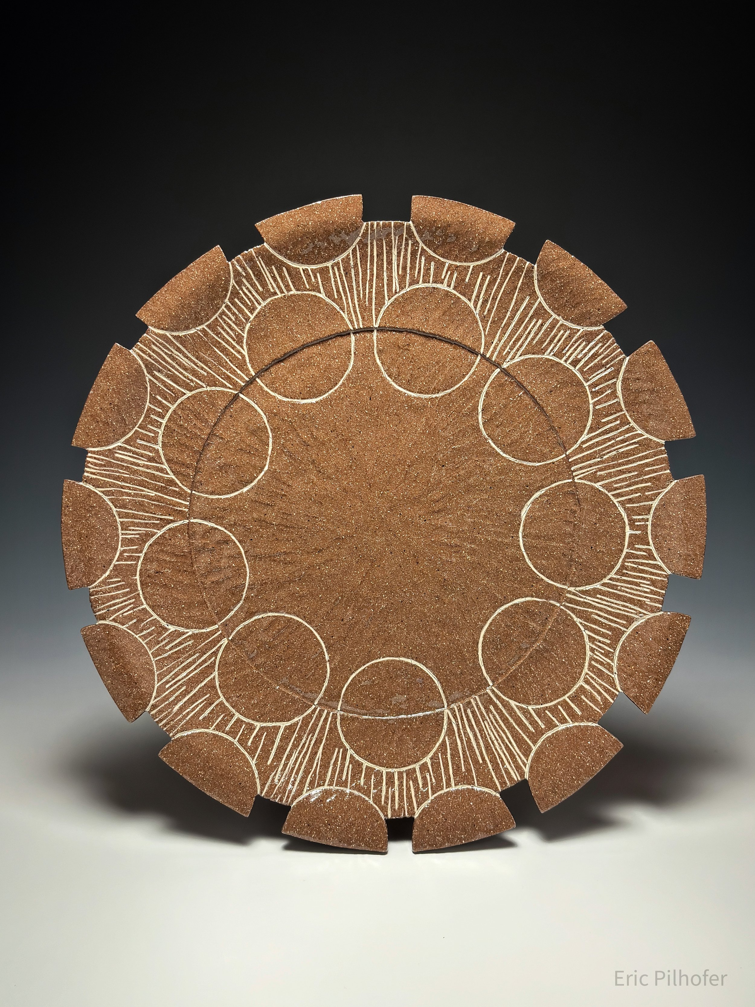 Brown Carved Circle Plate