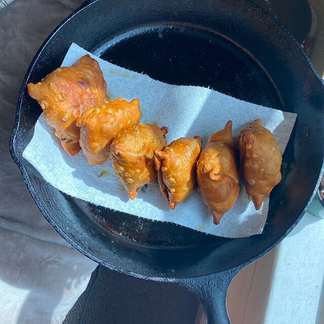 Samosas in sunlight