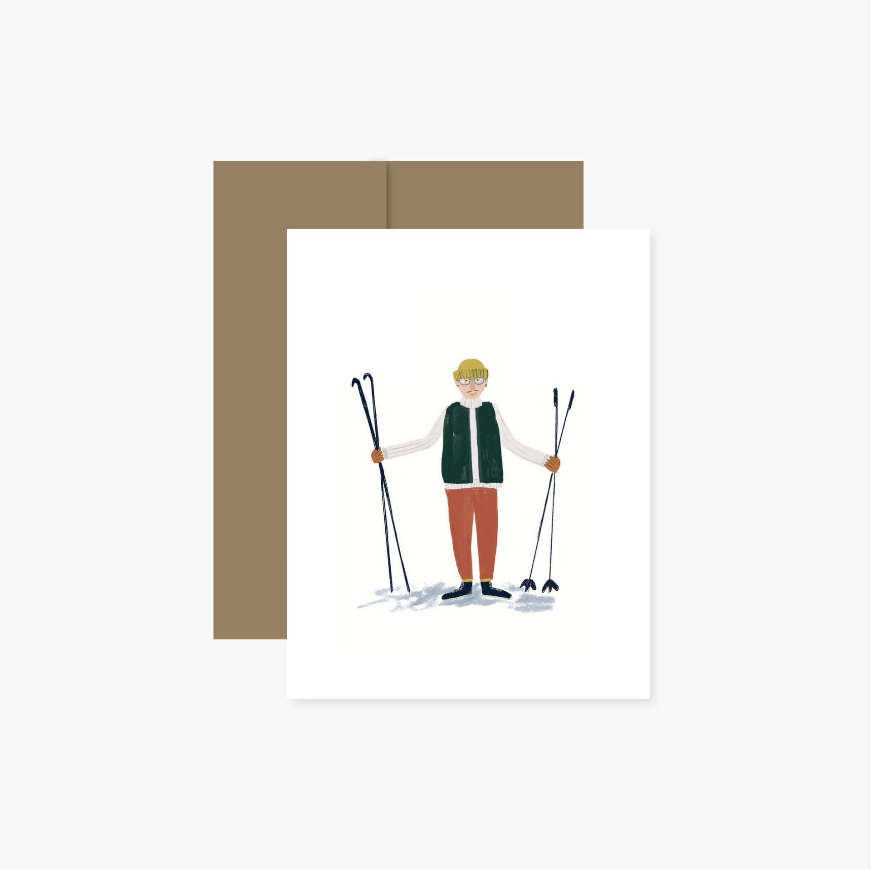 Boucle & Papier - Carte de voeux - Ski de fond