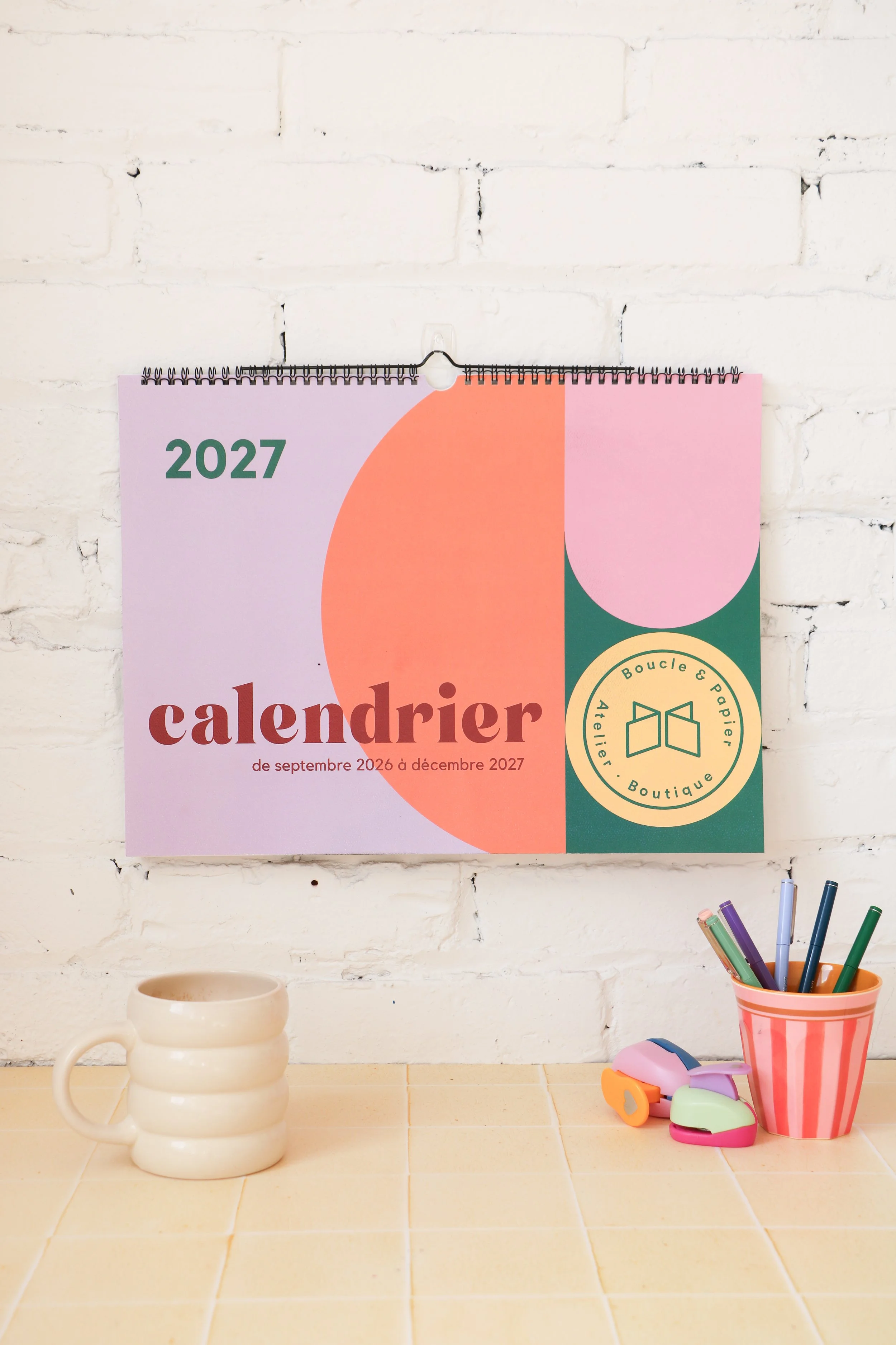 Boucle & Papier - Calendrier 2026-27 - 16 mois - Horizontal