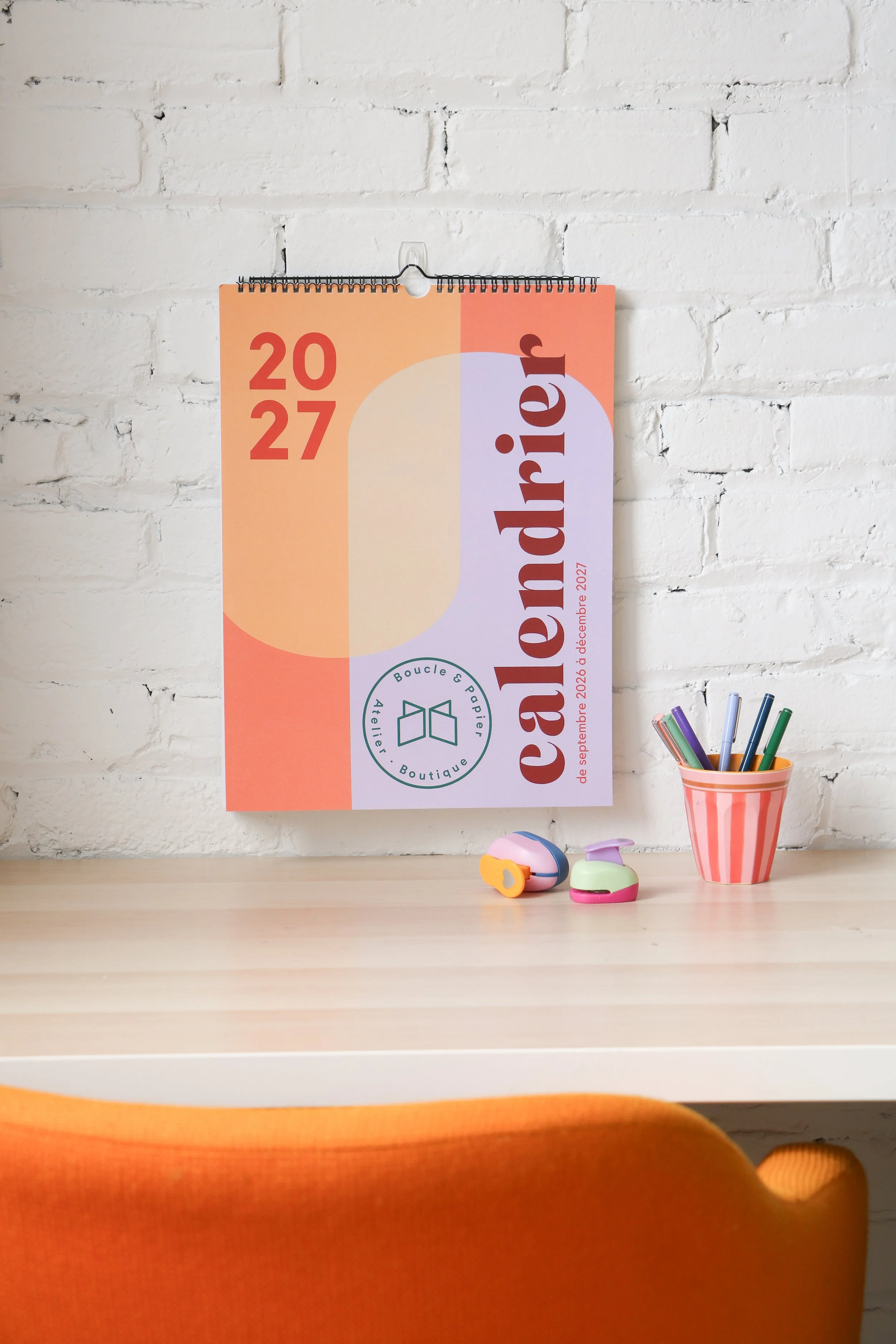 Boucle & Papier - Calendrier 2026-27 - 16 mois - Vertical