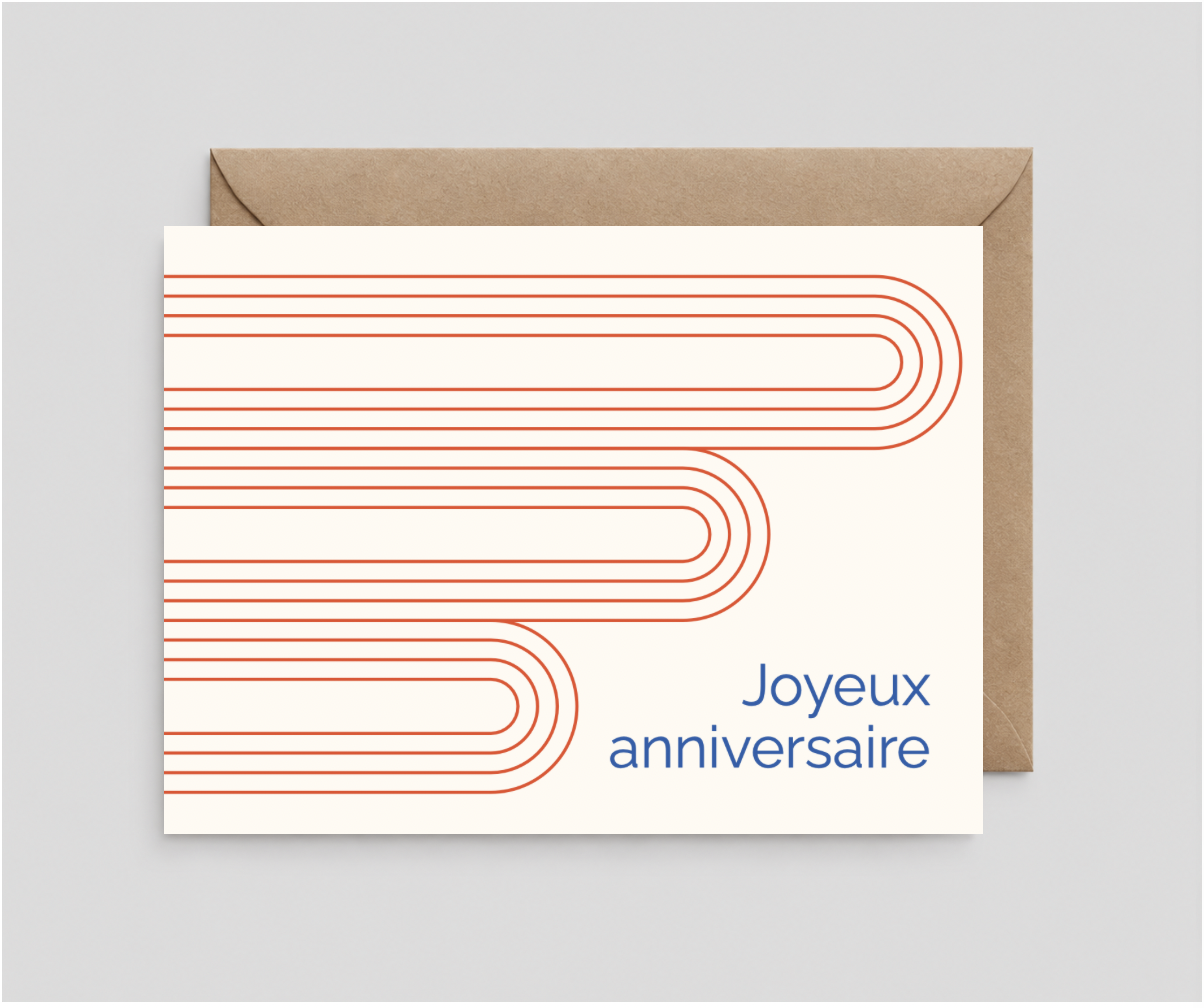 Boucle & Papier - Carte de voeux - Joyeux anniversaire retro
