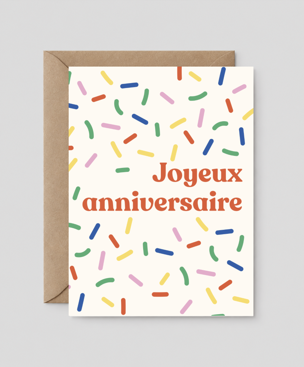 Boucle & Papier - Carte de voeux - Joyeux anniversaire confettis