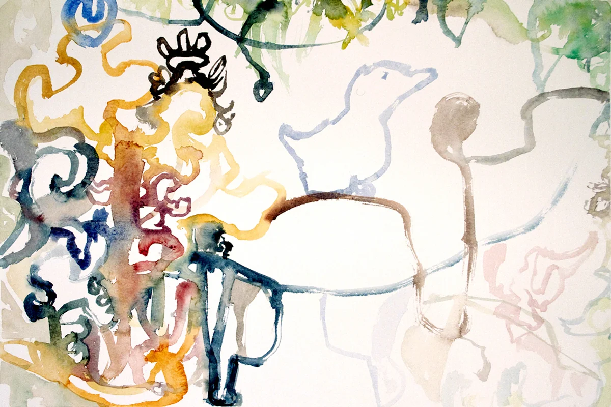 MORNING IN THE FOREST Watercolor on Paper 22 x 30 inches (56 x 76 cm)