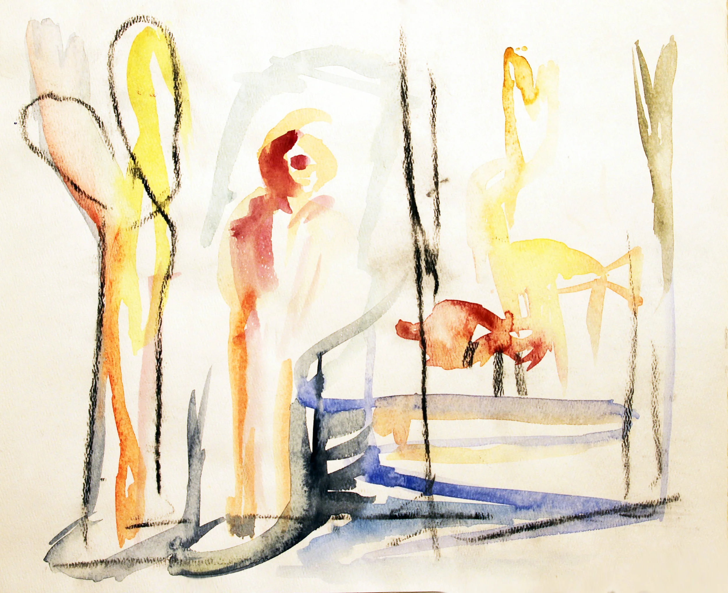 THE WAIT Mixed Media on Paper 22 x 30 inches (56 x 76 cm)