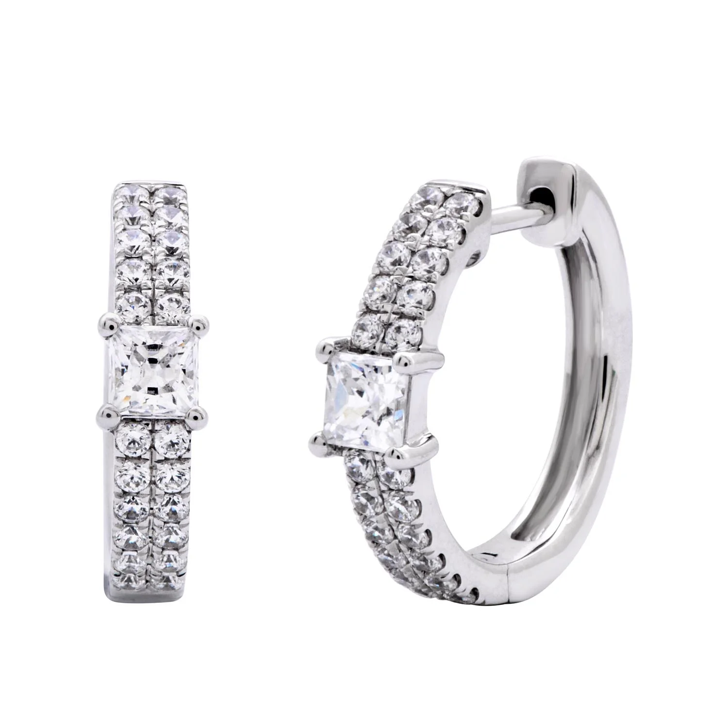Princess and Round Diamond Hoops