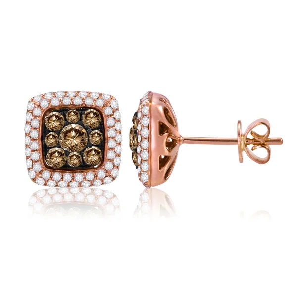 Brown and White Diamond Earstuds
