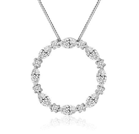 Marquise and Round Diamond Circle Pendant