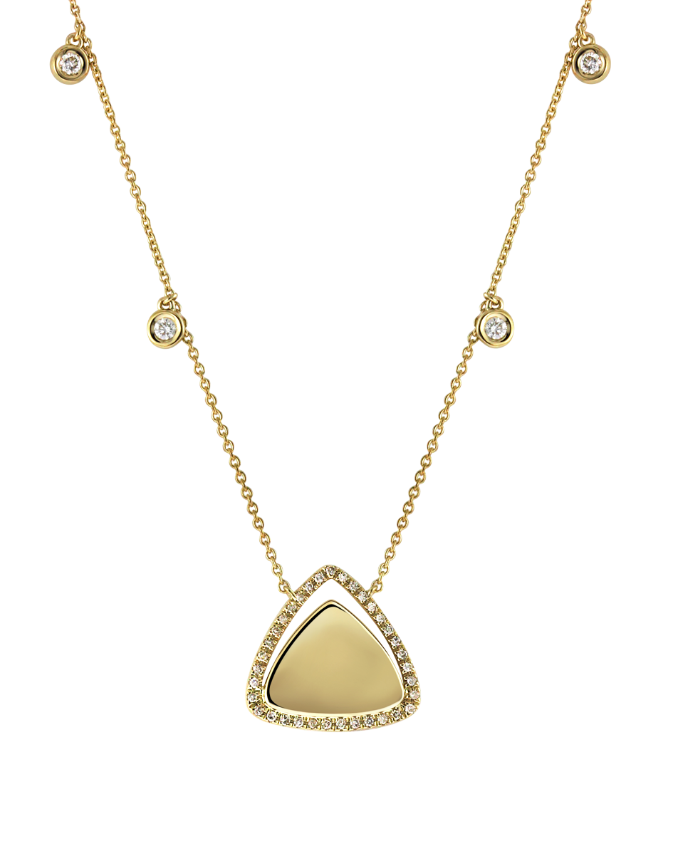 Gold and Diamond Triangle Necklace