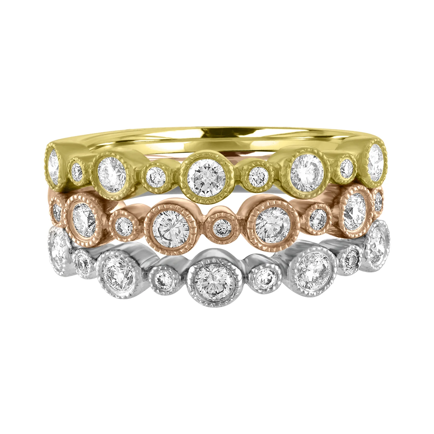 Milgrained Bezel Stack Ring