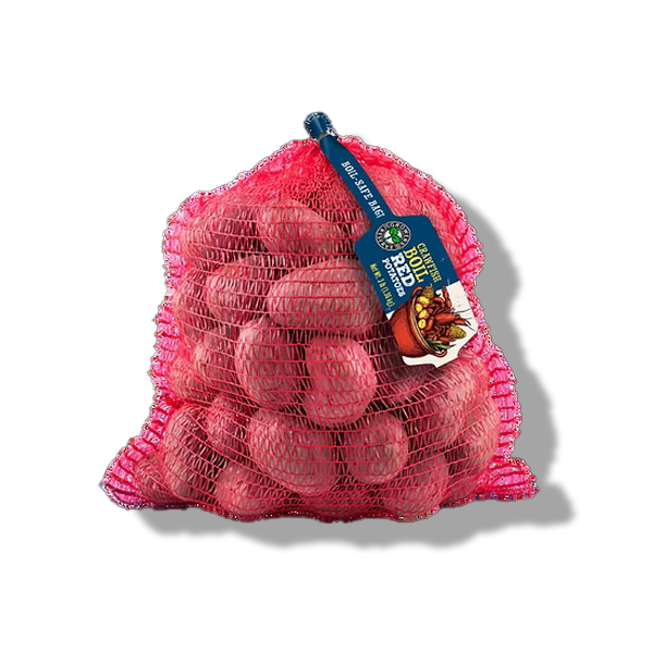 red potatoes in mesh bag for seafood boil and crawfish boil seasoning ready potatoes for boiling