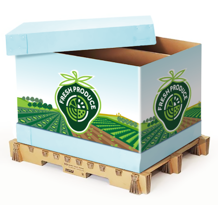 bulk produce bins for watermelon, pumpkins, and bags of produce